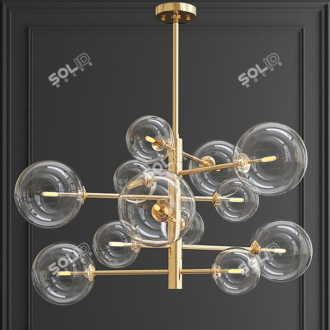 Antique Brass Chandelier - Elegant Illumination for your Space 3D model image 3