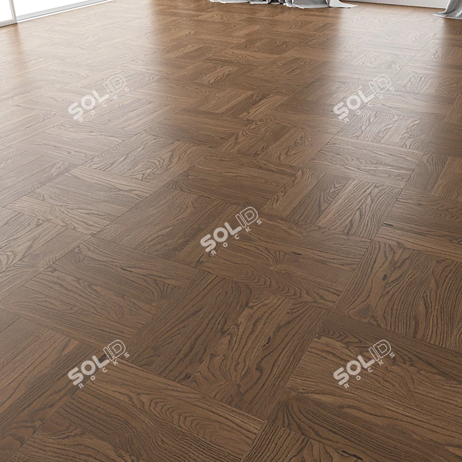 Premium Oak Parquet Set (Black Walnut Brushed) 3D model image 2