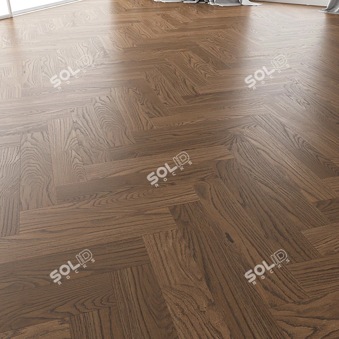 Premium Oak Parquet Set (Black Walnut Brushed) 3D model image 4