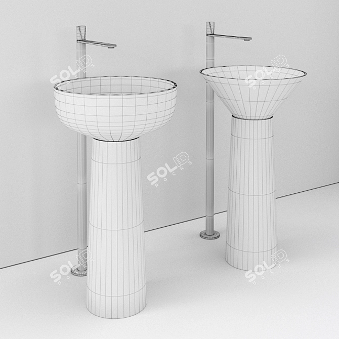 Sleek Indigo Wood Sink 3D model image 4