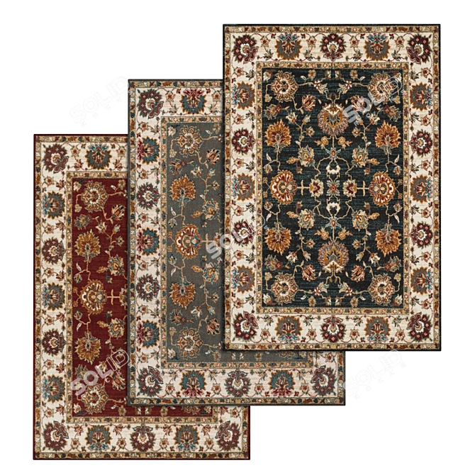 Elegant Carpet Set: High-Quality Textures  3D model image 1