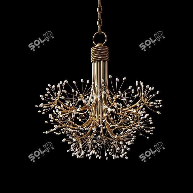 Quartz Crystal Gold Leaf Chandelier 3D model image 1