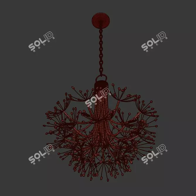 Quartz Crystal Gold Leaf Chandelier 3D model image 4