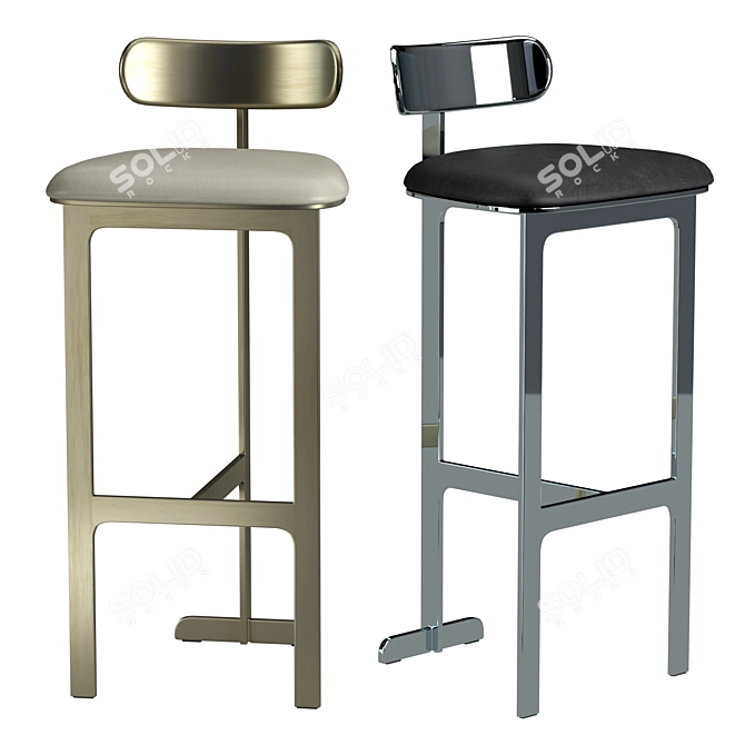 Elegant Corset Stool: Leather, Steel, Bar/Counter Height 3D model image 1