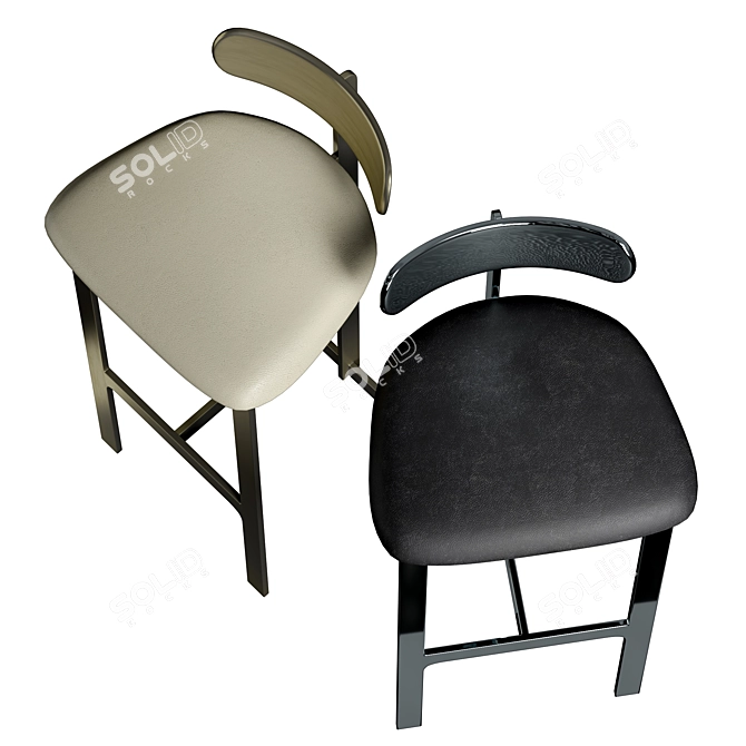 Elegant Corset Stool: Leather, Steel, Bar/Counter Height 3D model image 2