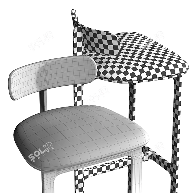 Elegant Corset Stool: Leather, Steel, Bar/Counter Height 3D model image 5