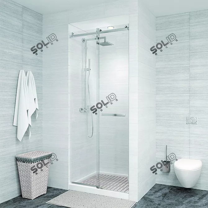 Sliding Door Shower Enclosure 3D model image 2