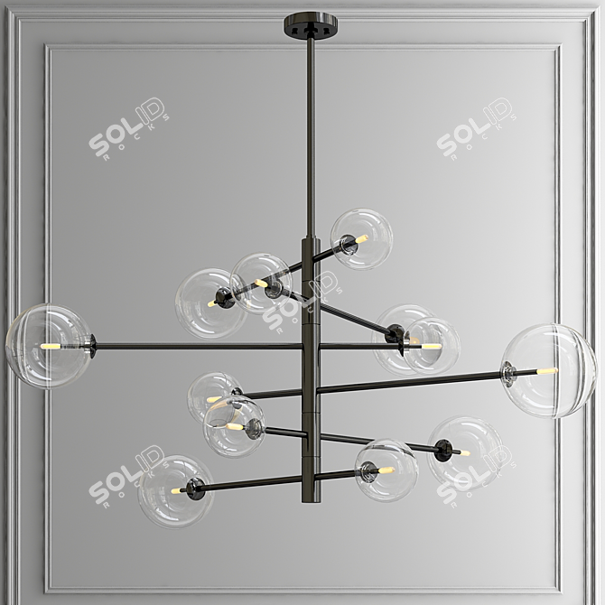 Antique Brass Glass Chandelier 3D model image 2