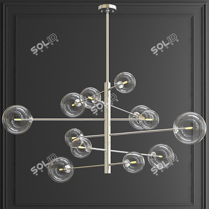 Antique Brass Glass Chandelier 3D model image 3