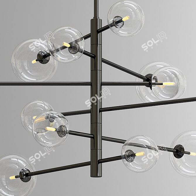 Antique Brass Glass Chandelier 3D model image 4