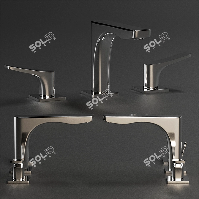 Gessi Rilievo Chrome Bathroom Accessories 3D model image 2