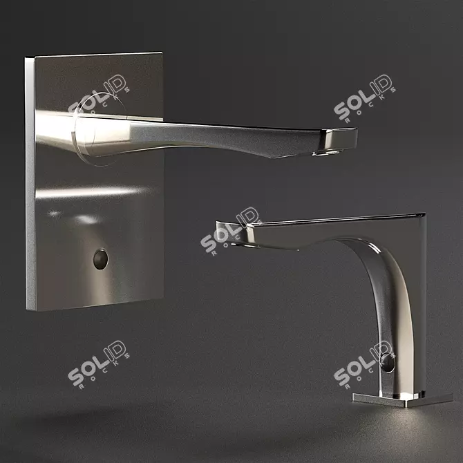 Gessi Rilievo Chrome Bath Fixtures 3D model image 1