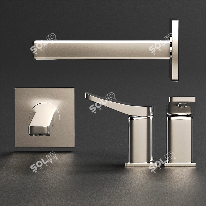 Gessi Rilievo Chrome Bathroom Faucets 3D model image 2