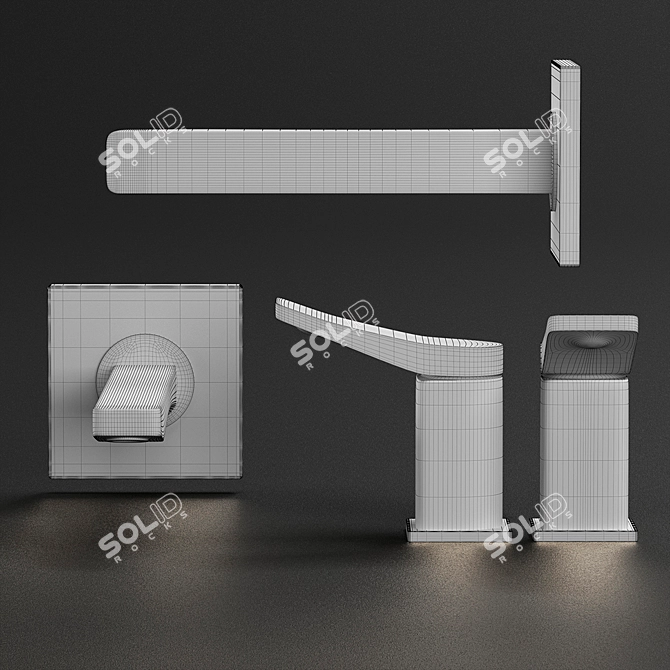 Gessi Rilievo Chrome Bathroom Faucets 3D model image 3