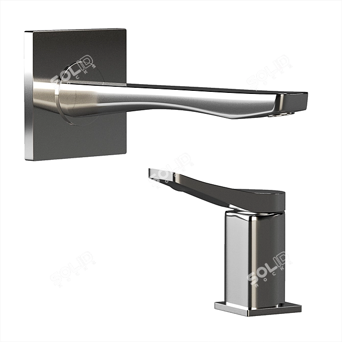 Gessi Rilievo Chrome Bathroom Faucets 3D model image 4