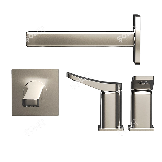 Gessi Rilievo Chrome Bathroom Faucets 3D model image 5