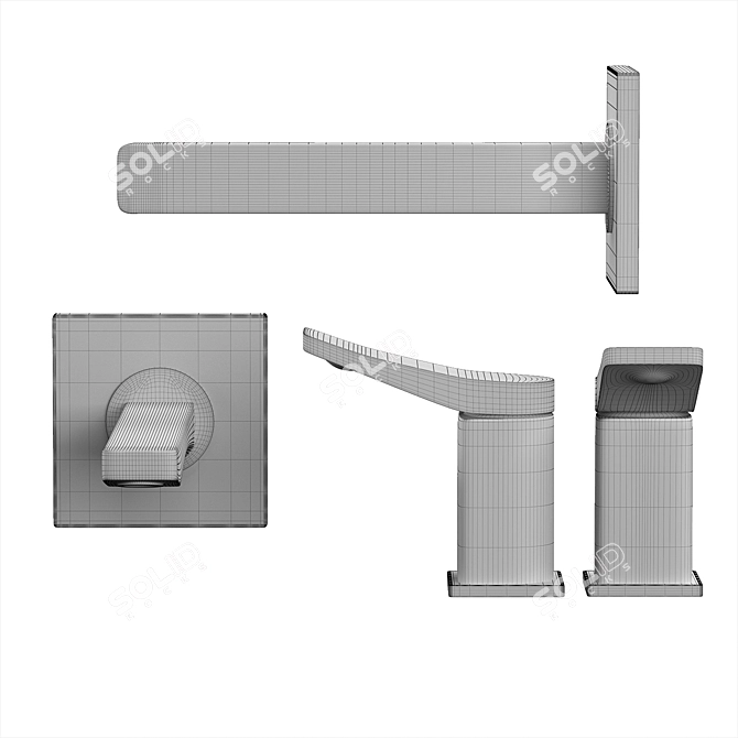 Gessi Rilievo Chrome Bathroom Faucets 3D model image 6