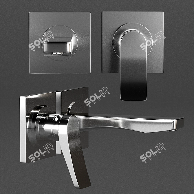 Gessi Rilievo Chrome Bathroom Accessories 3D model image 2
