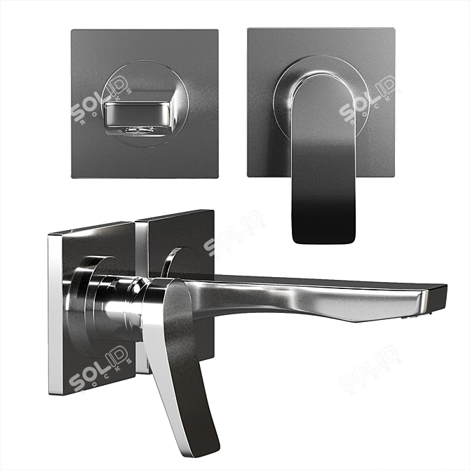 Gessi Rilievo Chrome Bathroom Accessories 3D model image 5