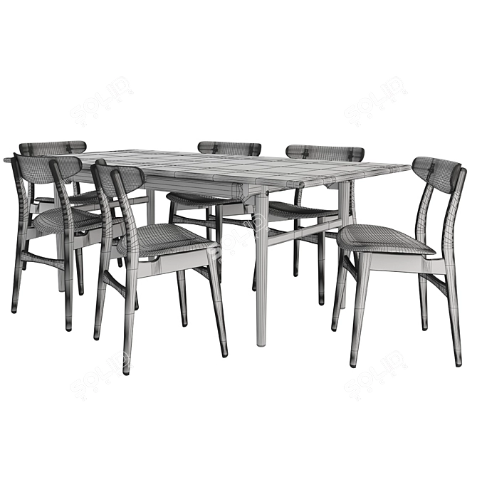 Elegant Scandinavian Dining Set 3D model image 3