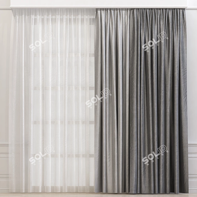 Contemporary Curtain 627 3D model image 1