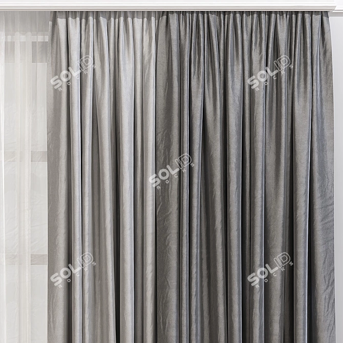 Contemporary Curtain 627 3D model image 3