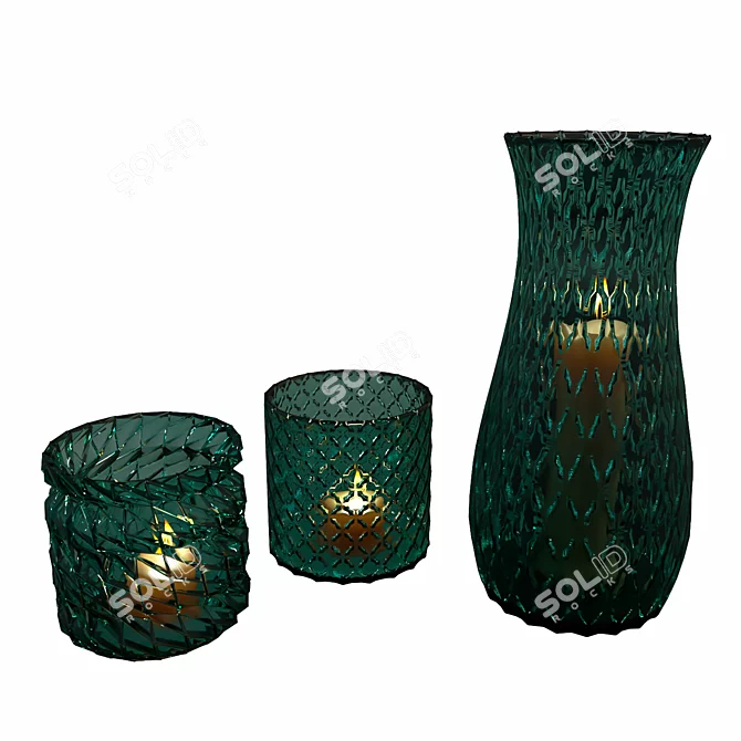 Elegant Glass Candle Holders 3D model image 3