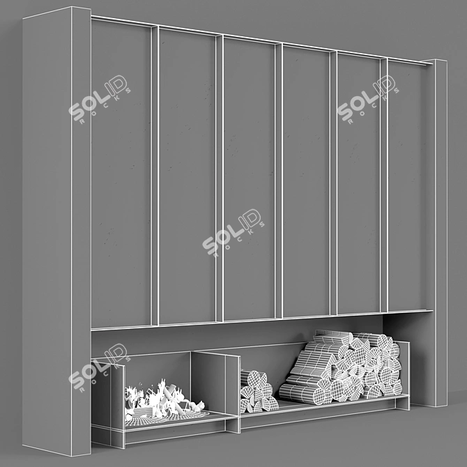 Modern Loft Style Fireplace 3D model image 4