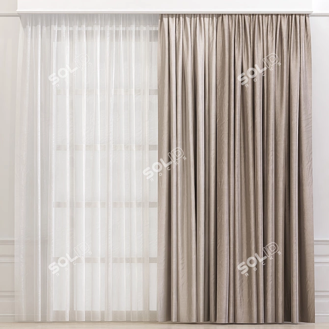 Refined Textured Curtain 3D model image 1