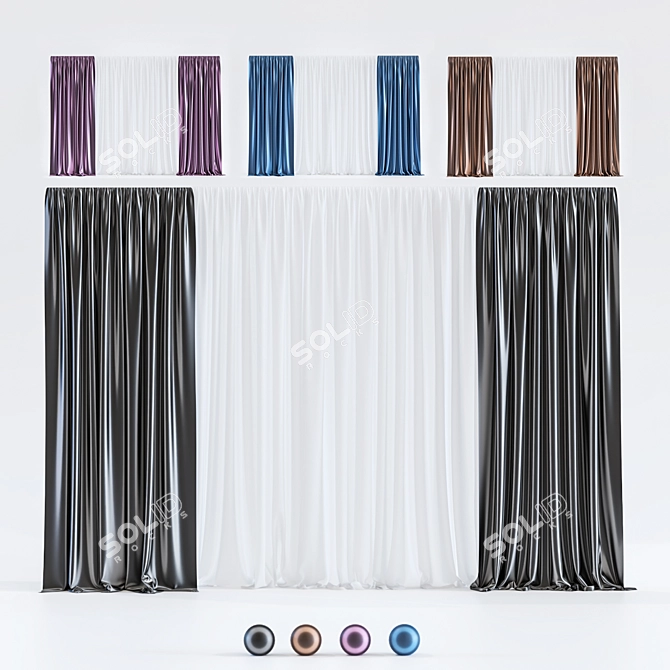 Luxurious Silk Curtain in Elegant Design 3D model image 1