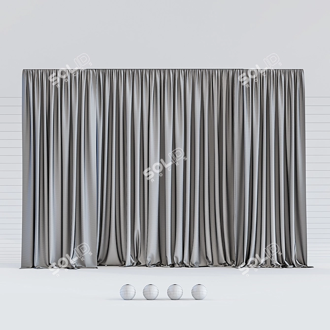 Luxurious Silk Curtain in Elegant Design 3D model image 2