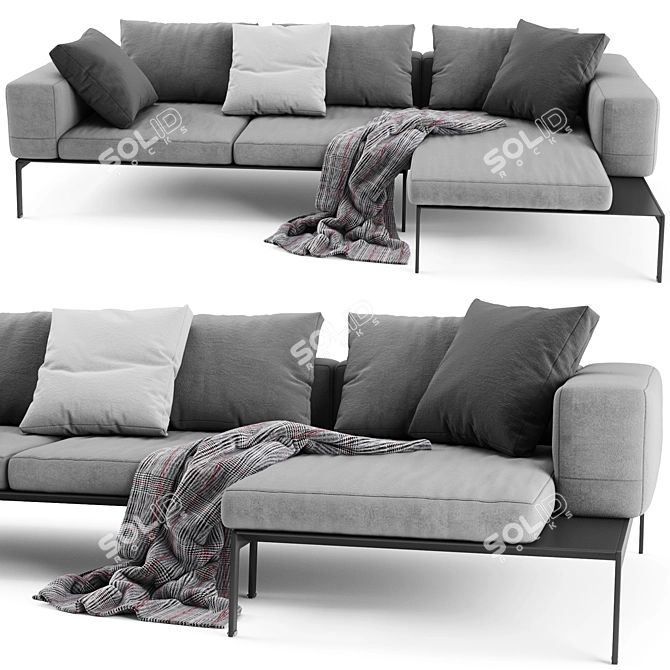 Flexform Lifesteel: Premium Sectional Sofa 3D model image 3