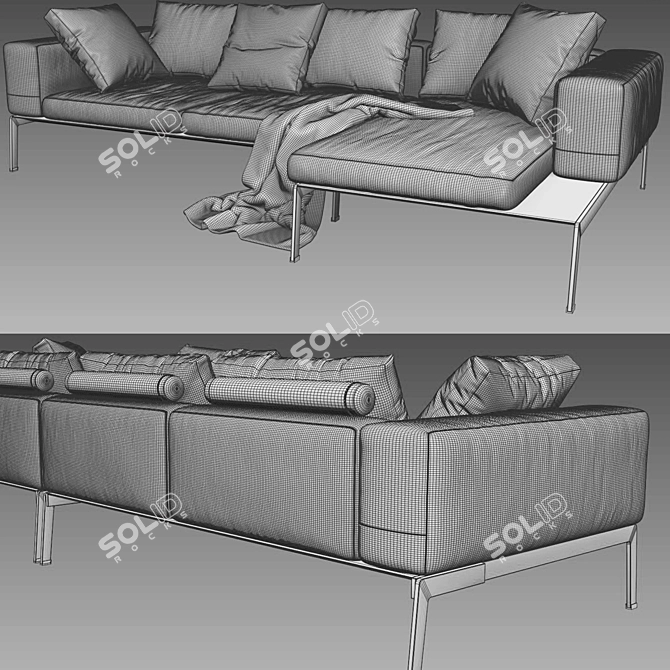 Flexform Lifesteel: Premium Sectional Sofa 3D model image 4