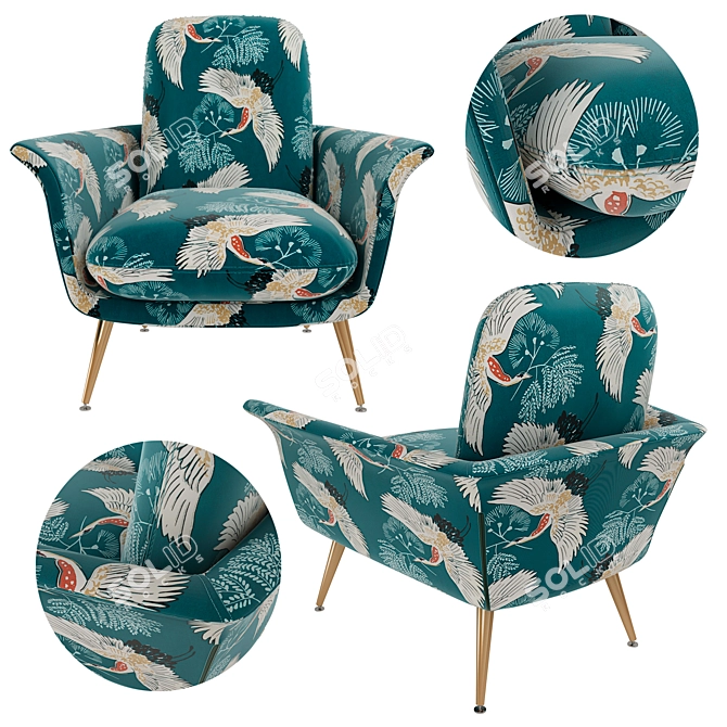 Elori La Redoute: Stylish Armchair with Print 3D model image 2