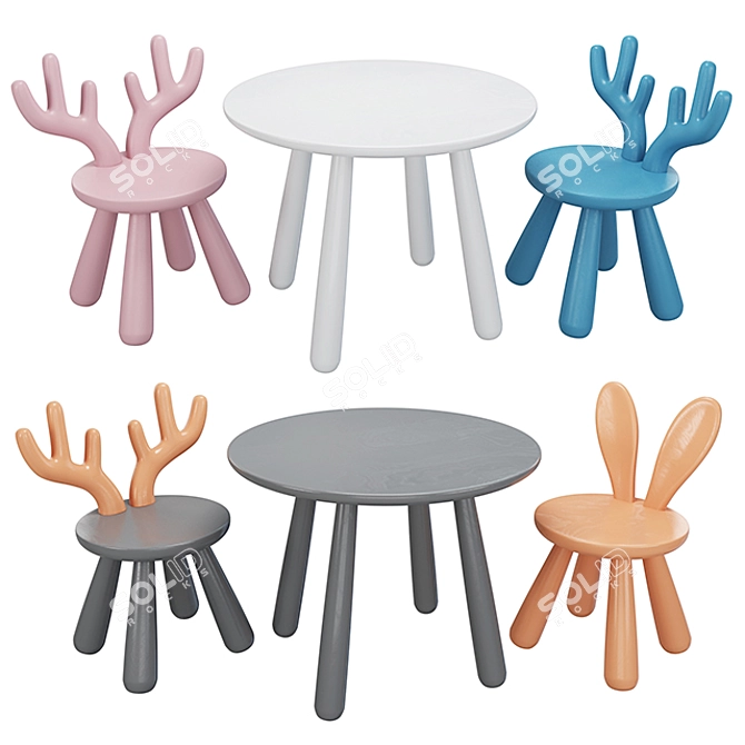 Nordic Animal Chairs: Elch and Kaninchen 3D model image 1