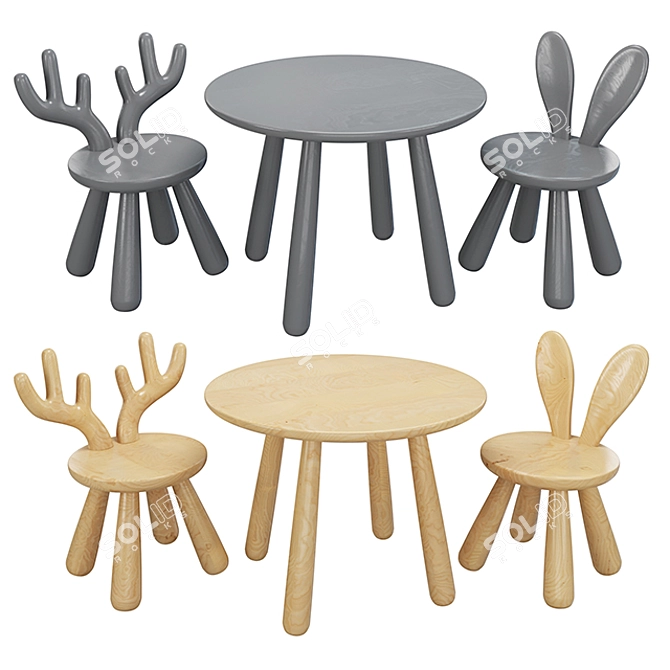 Nordic Animal Chairs: Elch and Kaninchen 3D model image 2