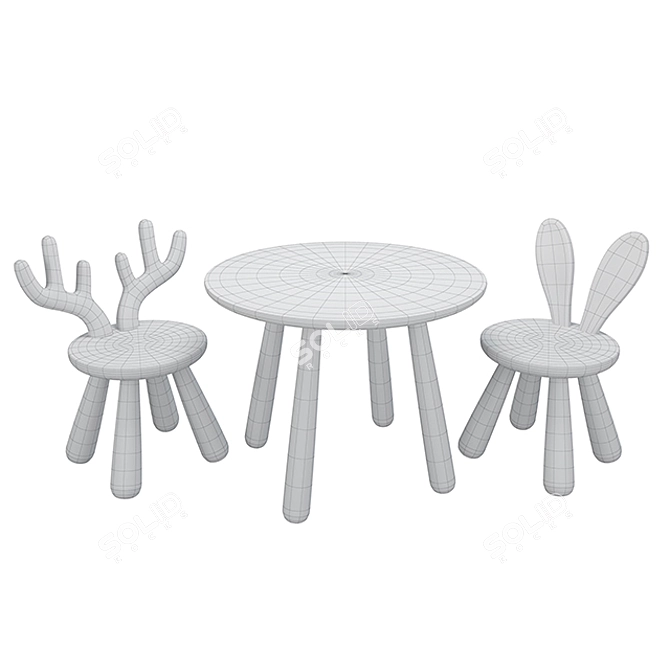 Nordic Animal Chairs: Elch and Kaninchen 3D model image 5