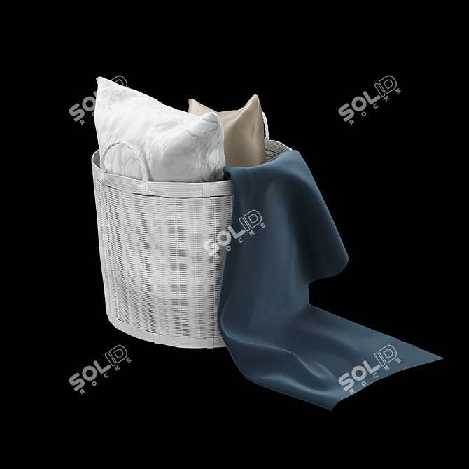 Chic White Woven Basket 3D model image 1