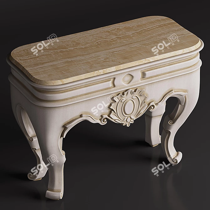 Elegant Wood & Marble Console 3D model image 2