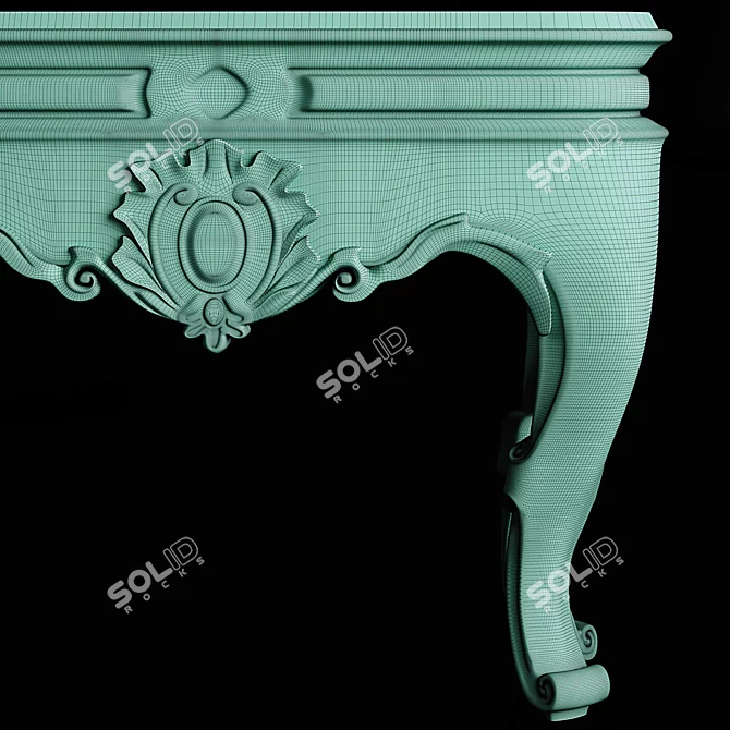 Elegant Wood & Marble Console 3D model image 4