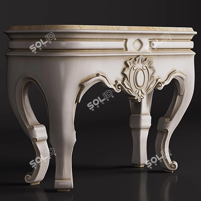 Elegant Wood & Marble Console 3D model image 5