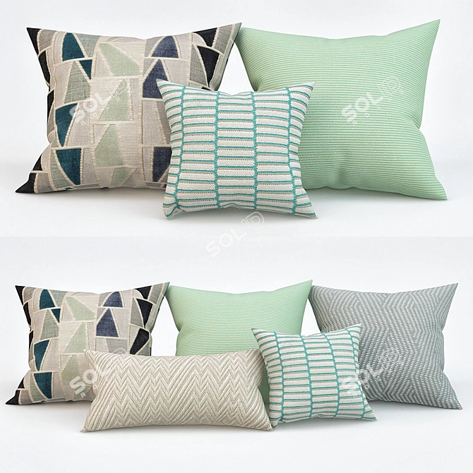 Modern Pillow Set: Sleek and Stylish. 3D model image 1