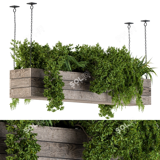 Wooden Box Hanging Plants 3D model image 1