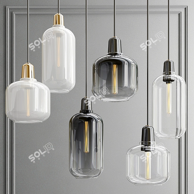 Sleek Amp Lamp Large: Modern Pendant 3D model image 1