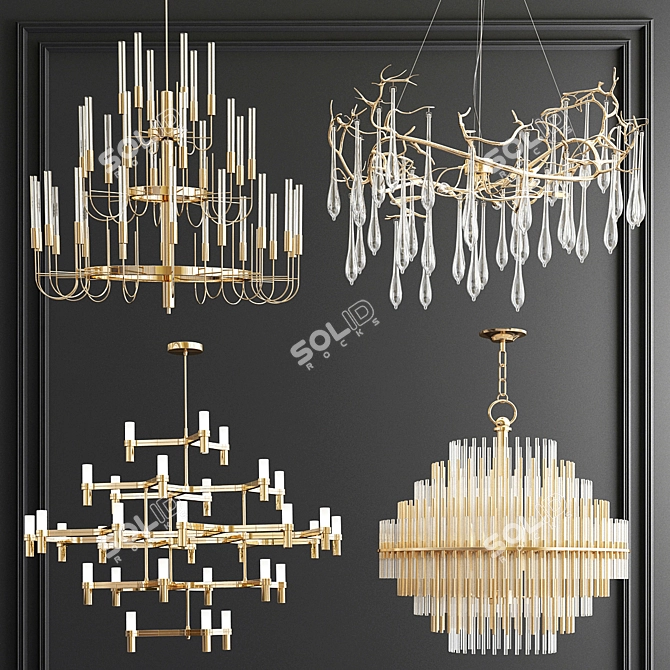 Luxury Chandelier Collection: Gala, Serip Aqua, Crown Major, RH Emile 3D model image 1