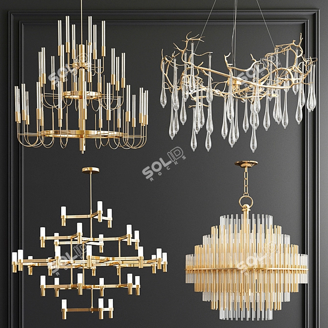 Luxury Chandelier Collection: Gala, Serip Aqua, Crown Major, RH Emile 3D model image 6