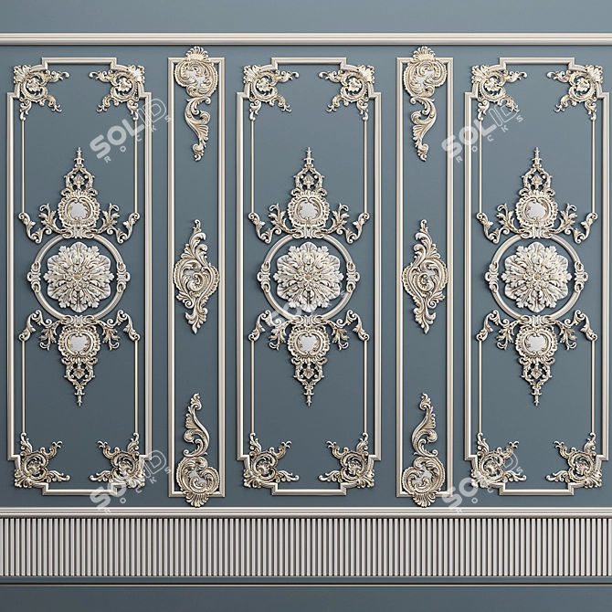 Elegant Plaster Decor Frame 3D model image 1