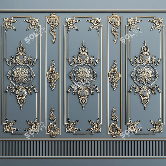 Elegant Plaster Decor Frame 3D model image 2