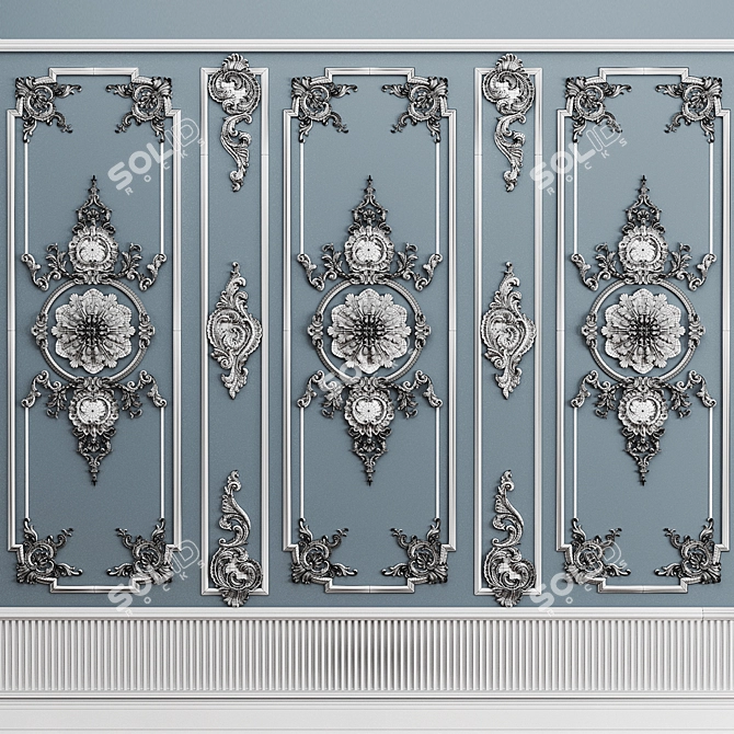 Elegant Plaster Decor Frame 3D model image 4