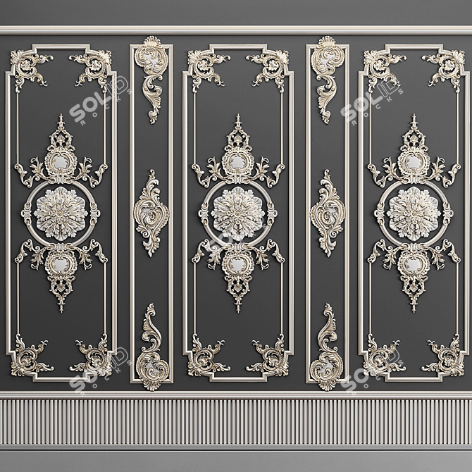 Elegant Plaster Decor Frame 3D model image 6